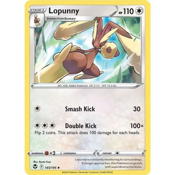 Pokemon Trading Card Game Sword & Shield Silver Tempest Uncommon Lopunny #145