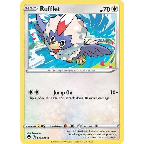 Pokemon Trading Card Game Sword & Shield Silver Tempest Common Rufflet #148