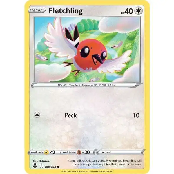 Pokemon Trading Card Game Sword & Shield Silver Tempest Common Fletchling #150