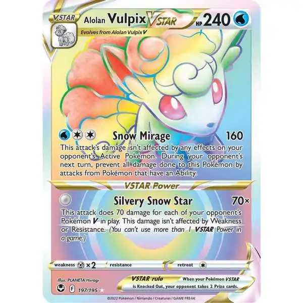 rare vulpix pokemon card - Alolan Vstar 034/195- Silver Tempest - Ultra Pokmon Hit Points60 HP Form vulpix pokemon card Trading Game