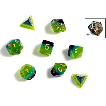 Sirius Dice Translucent Green & Blue Polyhedral 7-Die Dice Set