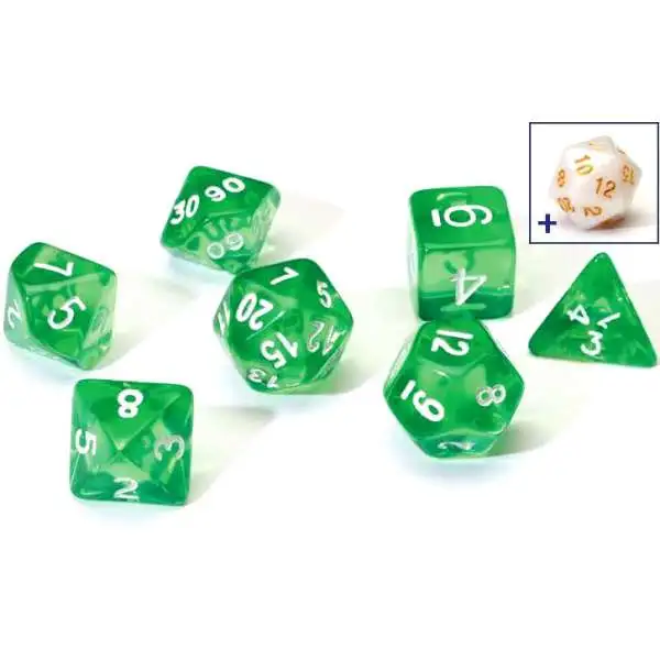 Sirius Dice Translucent Green Polyhedral 7-Die Dice Set