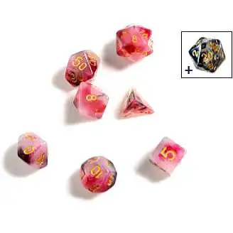 Sirius Dice Marble Pink, Black & Red Polyhedral 7-Die Dice Set