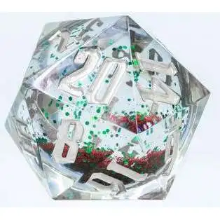 Sirius Dice Large D20 Snow Globe [Silver Ink, Red and Green Glitter, Silver Sno]