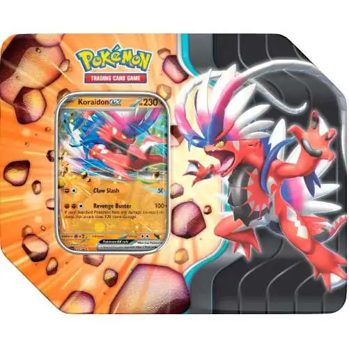 Pokemon Sword & Shield Slashing Legends Koraidon ex Tin Set [5 Booster Packs & Promo Card]