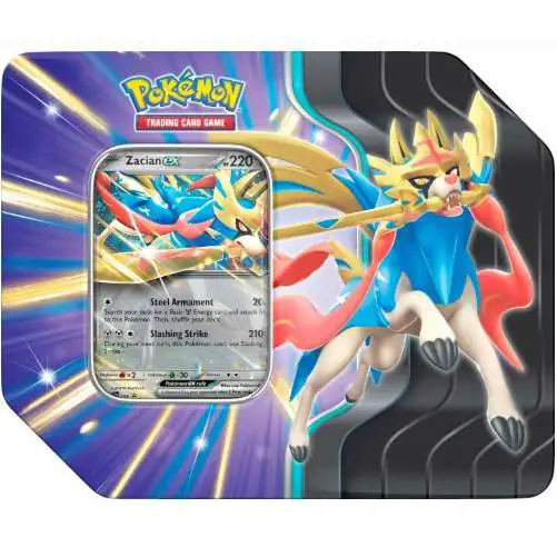 Pokemon Sword Shield Slashing Legends Zacian ex Tin Set 4 Booster