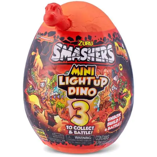 Smashers Series 4 Light Up Dino MINI Mystery Egg [1 RANDOM Figure, 6 Surprises!]