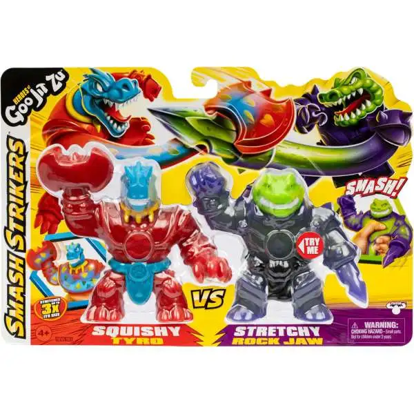 Heroes of Goo Jit Zu Smash Strikers Squishy Tyro Vs. Stretchy Rock Jaw Action Figure 2-Pack