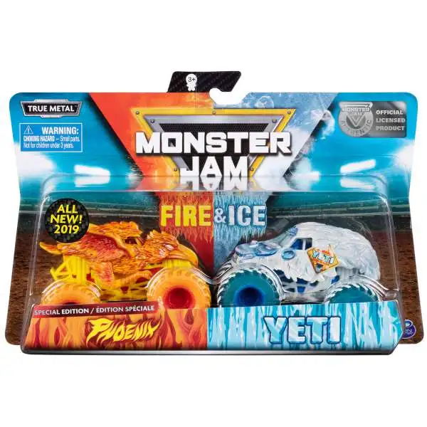 Monster Jam Fire & Ice Wildfire & Yeti Exclusive Diecast Car 2-Pack [Special Edition]