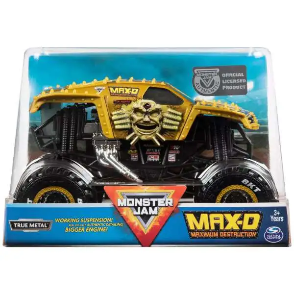Monster Jam True Metal Max-D 124 Diecast Car Gold, 124 Spin Master