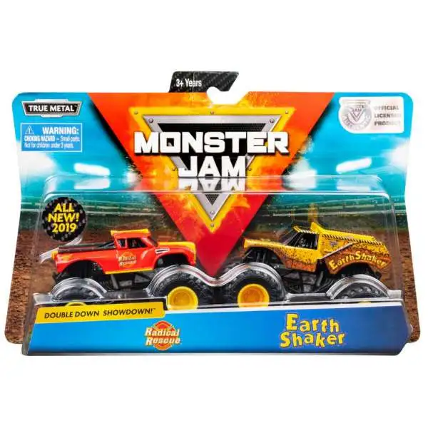 Monster Jam Double Down Showdown! Radical Rescue & Earth Shaker Diecast Car 2-Pack