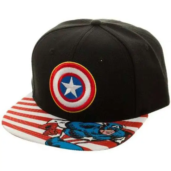 Marvel Captain America Striped Brim Snapback Cap Apparel