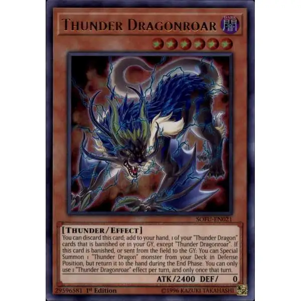 YuGiOh Soul Fusion Ultra Rare Thunder Dragonroar SOFU-EN021