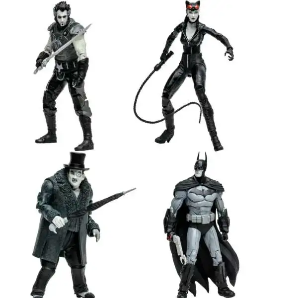 McFarlane Toys DC Multiverse Solomon Grundy Series, Gold Label Collection Batman, Catwoman, The Penguin & Ra's Al Ghul Exclusive Set of 4 Action Figures [Black & White, Arkham City]