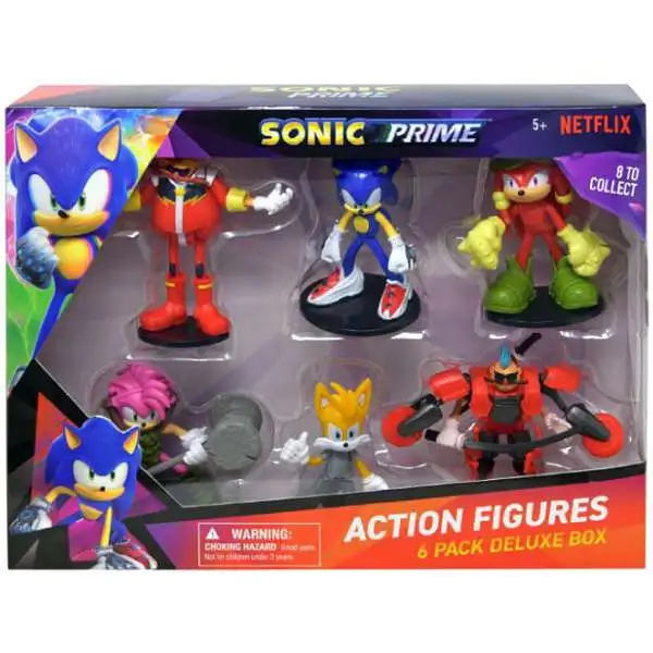 Sonic The Hedgehog Prime Collectible Figures Sonic, Gnarly Knuckles, Thorn Rose, Tails Nine, Dr. Don't & Dr. Deep Mini Figure 6-Pack Deluxe Box
