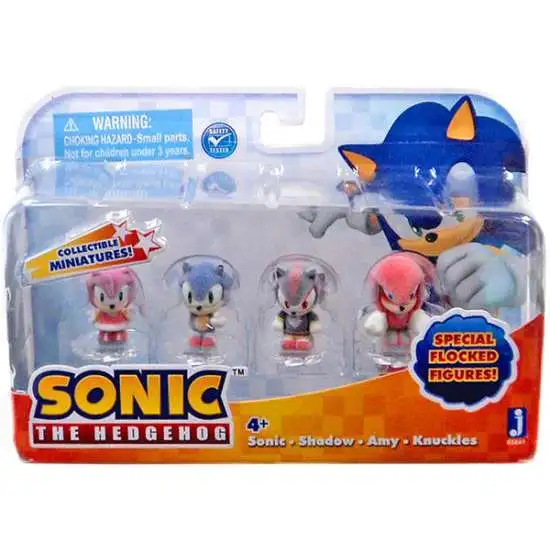 Sonic The Hedgehog Sonic, Shadow, Amy & Knuckles 1-Inch Mini Figure 4-Pack [Special Flocked Figures!]