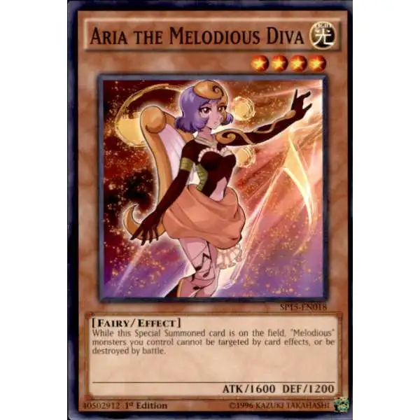 YuGiOh 2015 Star Pack ARC-V Shatterfoil Rare Aria the Melodious Diva SP15-EN018