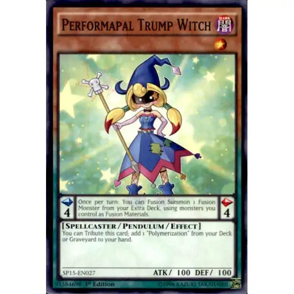 YuGiOh 2015 Star Pack ARC-V Shatterfoil Rare Performapal Trump Witch SP15-EN027