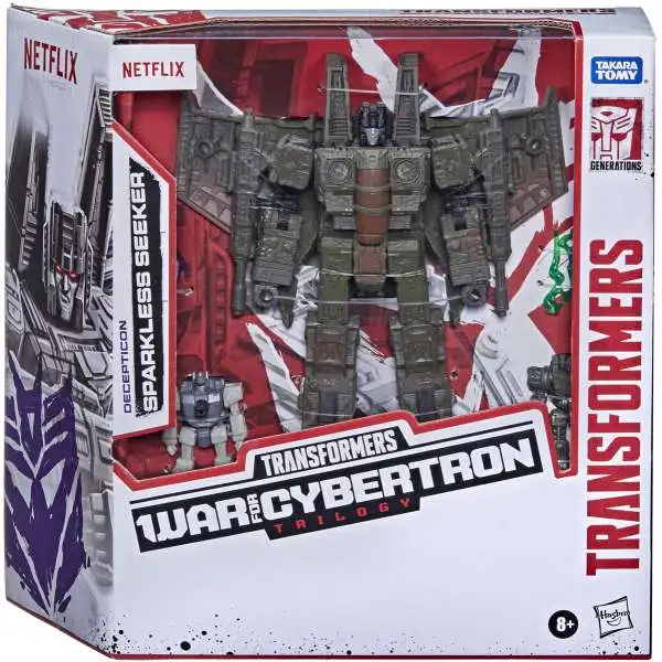 Transformers Generations War for Cybertron Sparkless Seeker Voyager Action Figure 3-Pack [with Singe & Caliburst, Netflix Series Inspired]