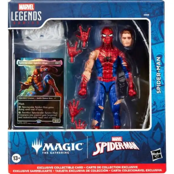 x Magic the Gathering Marvel Legends Battle-Damaged Spider-Man Action Figure & Card