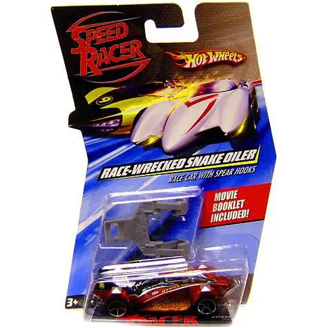 Speed Racer Hot Wheels Race-Wrecked Snake Oiler Race Car with Spear Hooks Diecast Car