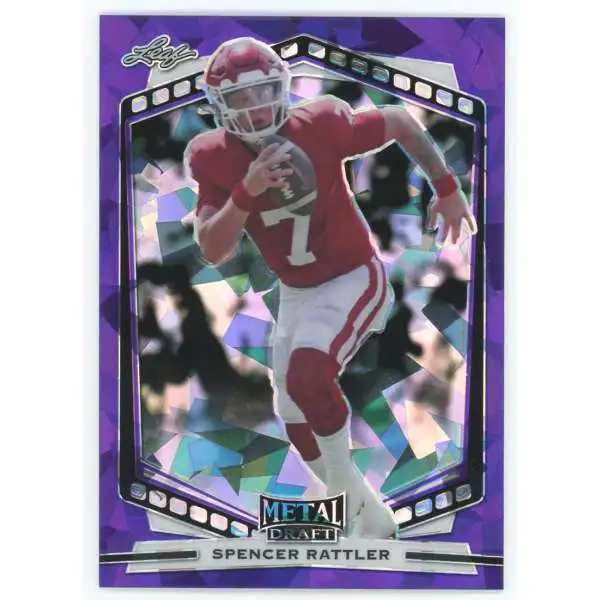 NFL Leaf 2022 Metal Draft Football Purple Cracked Ice Spencer Rattler B-SR1