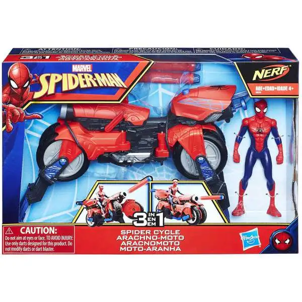 Marvel Spider-Man Homecoming Nerf 3-in-1 Spider Cycle Action Figure & Vehicle