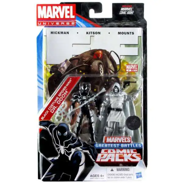 Marvel Universe Greatest Battles Comic Packs Black Costume Spider-Man & Dr. Doom Exclusive Action Figure 2-Pack