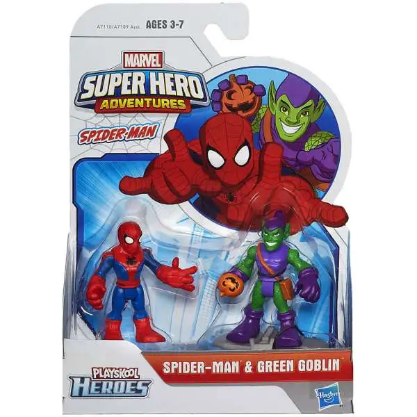 Marvel Playskool Heroes Super Hero Adventures Spider-Man & Green Goblin Action Figure 2-Pack [2015]