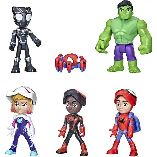 Marvel Spidey & His Amazing Friends Hero Reveal Black Panther, Hulk, Ghost-Spider, Miles Morales & Spider-Man Action Figure 5-Pack