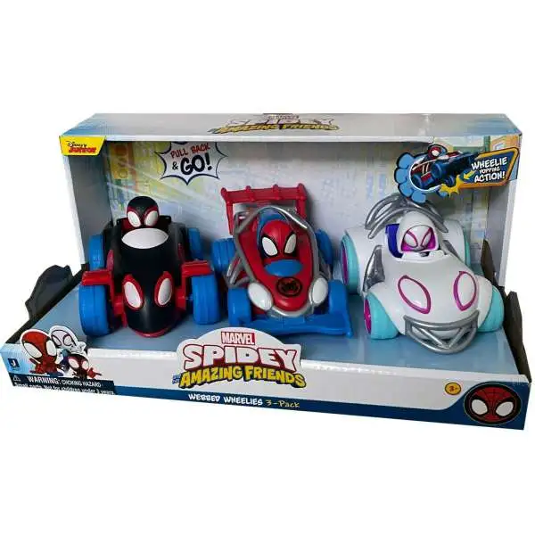 Marvel Spidey & His Amazing Friends Webbed Wheelies Spidey, Miles Morales & Ghost Spider Exclusive Pullback Vehicle 3-Pack [Damaged Package]