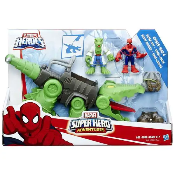 Marvel Playskool Heroes Super Hero Adventures Spider-Man & Gator-Bot Action Figure Set