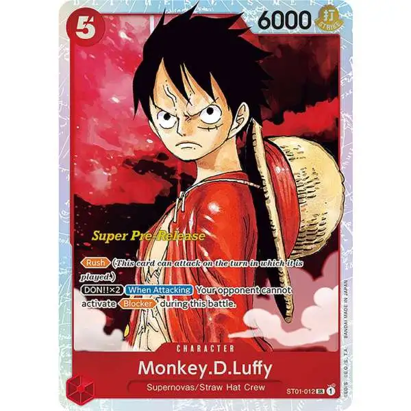 One Piece Trading Card Game Super Pre-Release Starter Deck 1: Straw Hat Crew Super Rare Monkey.D.Luffy ST01-012