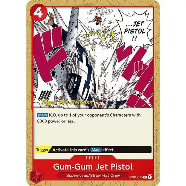 One Piece Trading Card Game Super Pre-Release Starter Deck 1: Straw Hat Crew Common Gum-Gum Jet Pistol ST01-015