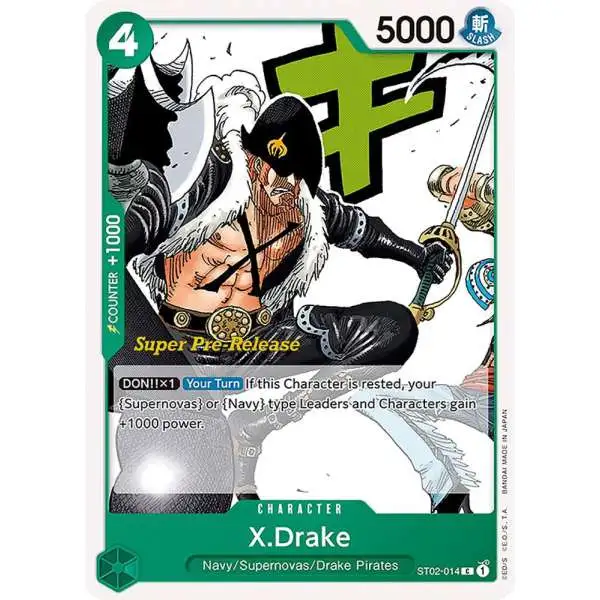 One Piece Trading Card Game Super Pre-Release Starter Deck 2: Worst Generation Common X.Drake ST02-014