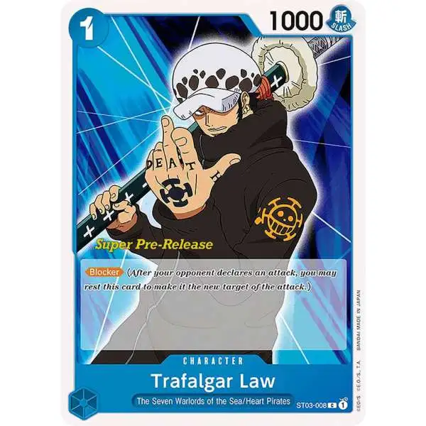 One Piece Trading Card Game Super Pre-Release Starter Deck 3: The Seven Warlords of the Sea Common Trafalgar Law ST03-008