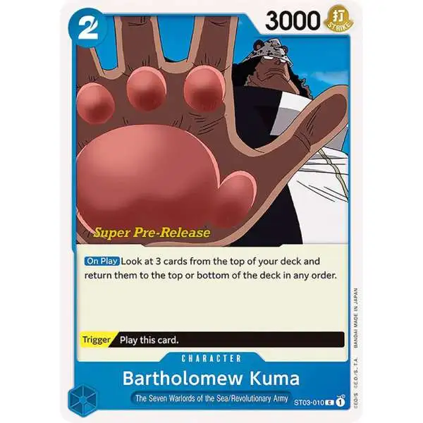One Piece Trading Card Game Super Pre-Release Starter Deck 3: The Seven Warlords of the Sea Common Bartholomew Kuma ST03-010