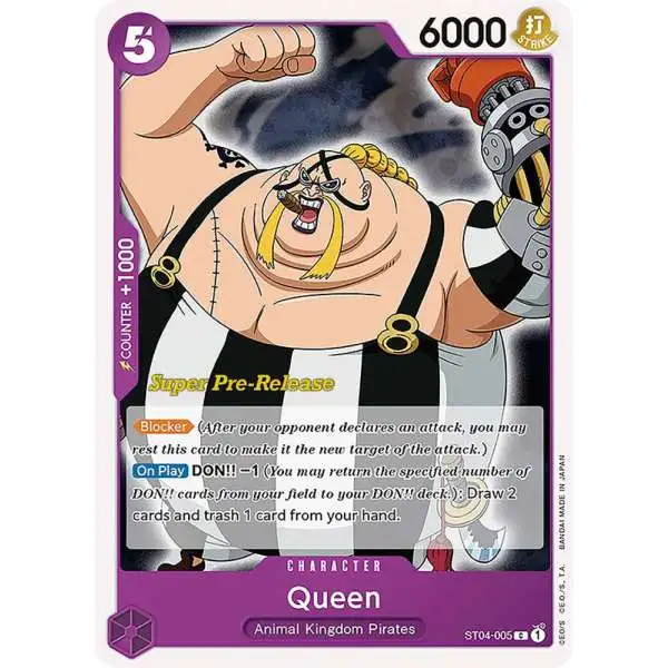 One Piece Trading Card Game Super Pre-Release Starter Deck 4: Animal King Common Queen ST04-005