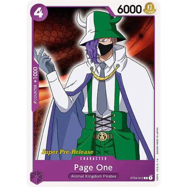 One Piece Trading Card Game Super Pre-Release Starter Deck 4: Animal Kingdom Pirates Common Page One ST04-012