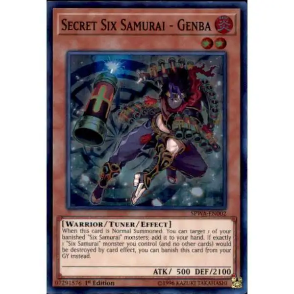 YuGiOh Spirit Warriors Super Rare Secret Six Samurai - Genba SPWA-EN002