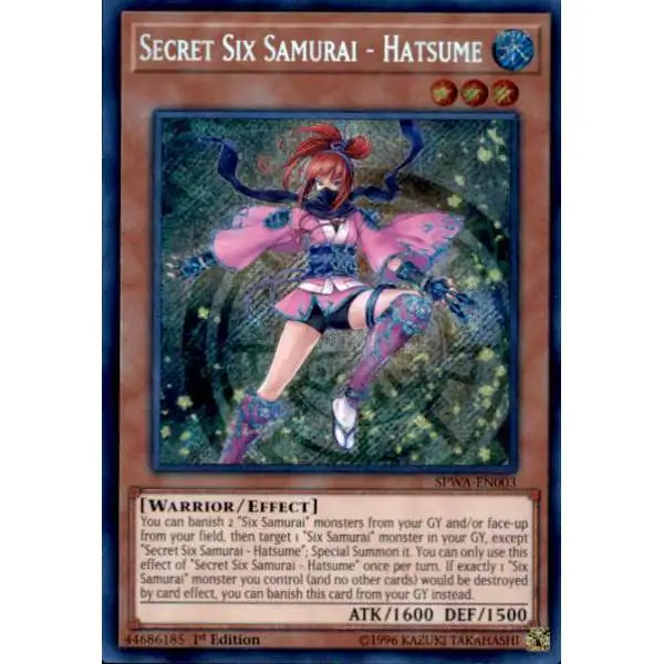 YuGiOh Spirit Warriors Secret Rare Secret Six Samurai - Hatsume SPWA-EN003