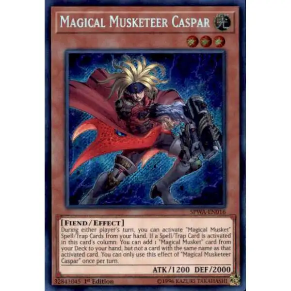YuGiOh Spirit Warriors Secret Rare Magical Musketeer Caspar SPWA-EN016