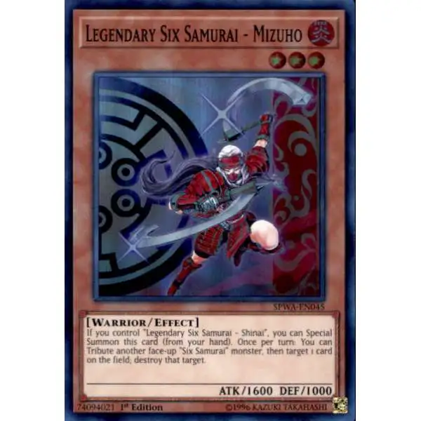 YuGiOh Spirit Warriors Super Rare Legendary Six Samurai - Mizuho SPWA-EN045