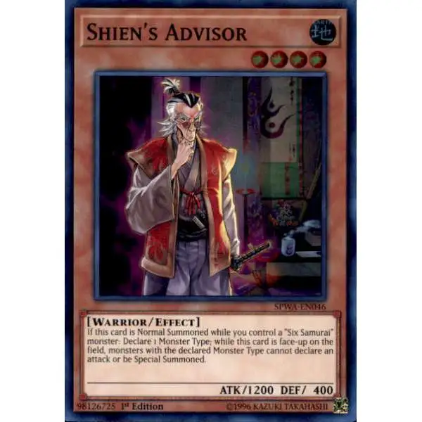 YuGiOh Spirit Warriors Super Rare Shien's Advisor SPWA-EN046