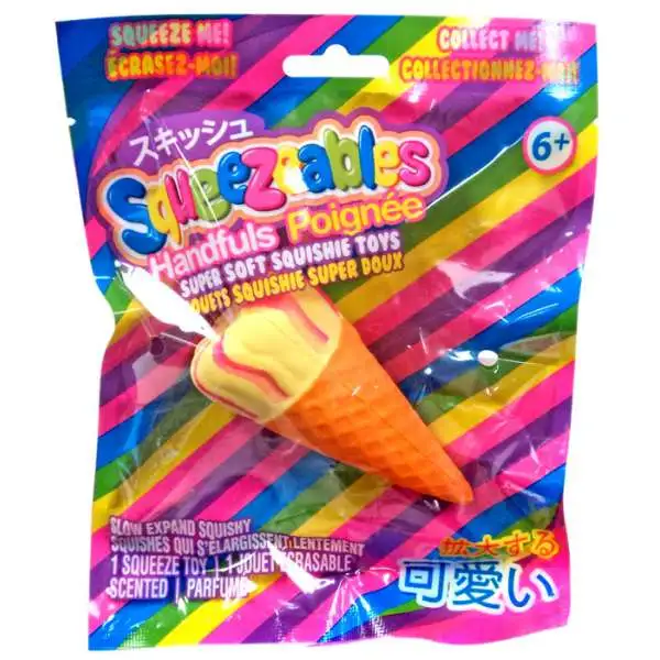 Squeezeables Handfuls Vanilla Ice Cream Cone Squeeze Toy