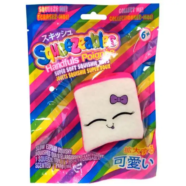 Squeezeables Handfuls Pink Slice of Bread Squeeze Toy