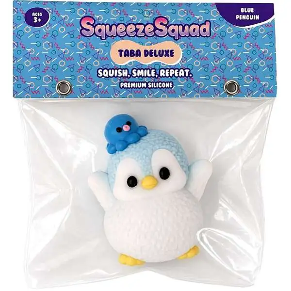 SqueezeSquad Taba Deluxe Blue Penguin 4-Inch Squeeze Toy