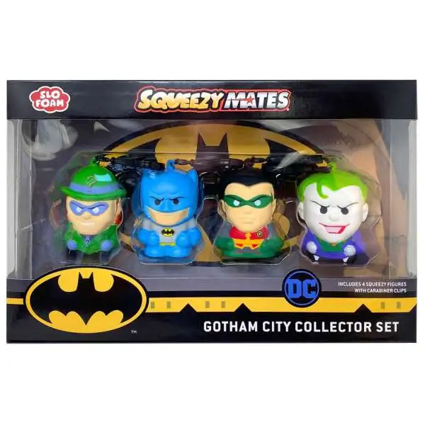 DC Squeezy Mates Gotham City Collector Set Squeeze Toy 4-Pack [Riddler, Batman, Robin & The Joker]