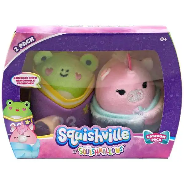 Squishmallows Squishville! Fashion Pack Elizabeth & Philippe 2-Inch Mini Plush 2-Pack Set