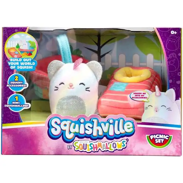 Squishmallows Squishville! Picnic Set 2-Inch Mini Plush Playset [with Camilla the Caticorn]